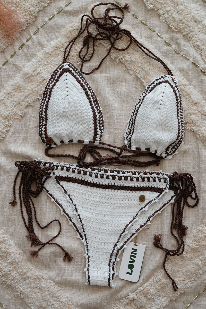 Cocoa Scalloped Trim Bikini